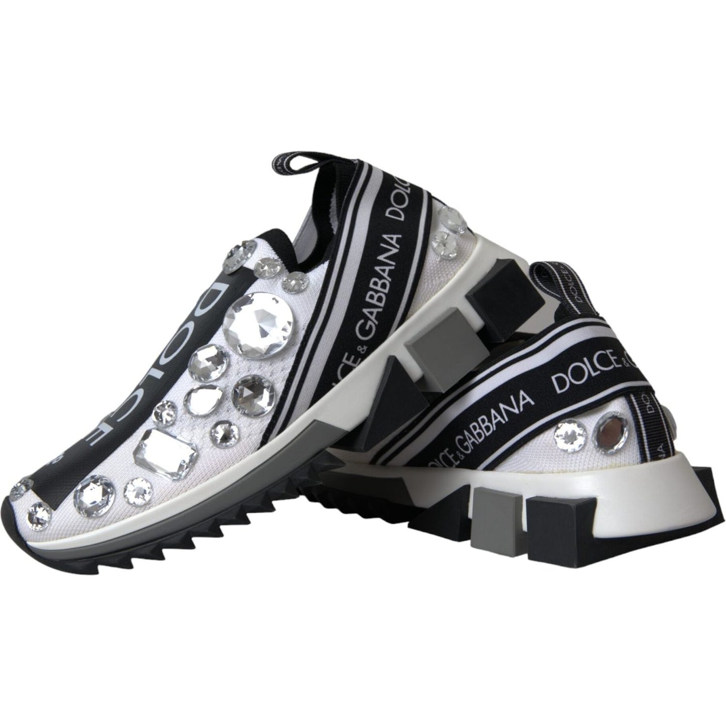 Dolce & Gabbana White Sorrento Crystals Sneakers Shoes Dolce & Gabbana