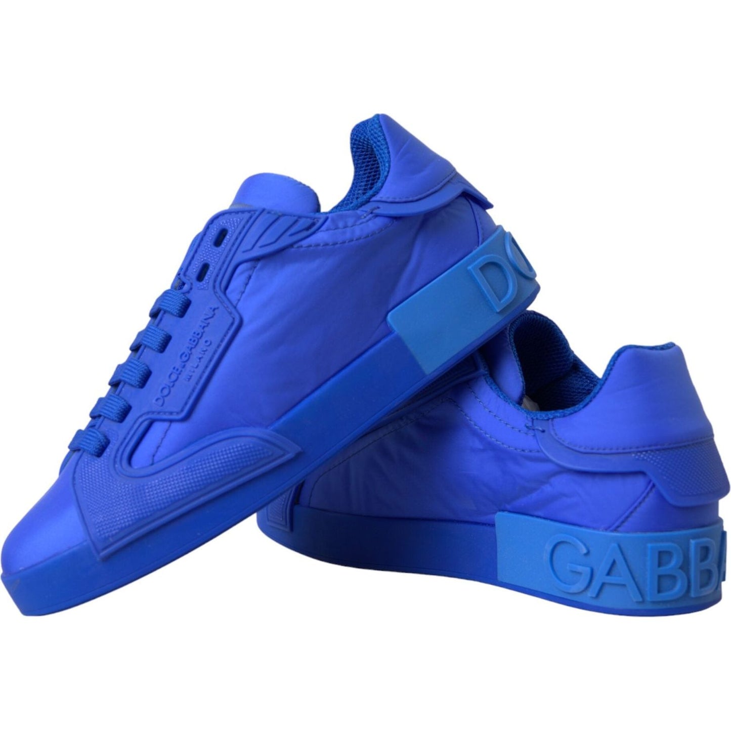 Dolce & Gabbana Blue Leather Fabric Low Top Sneakers Shoes Dolce & Gabbana