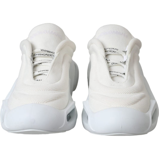 Dolce & Gabbana White Padded Fabric Wave Low Top Sneakers Shoes Dolce & Gabbana