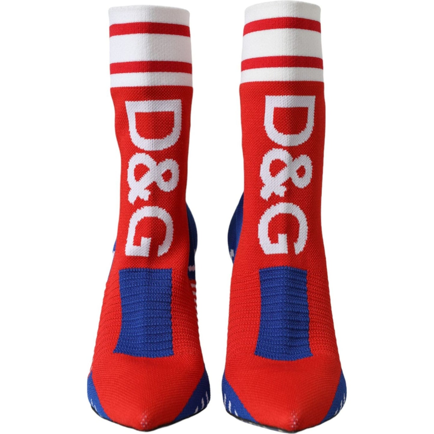 Dolce & Gabbana Red Blue Stretch Sock Style Short Boots Logo Shoes Dolce & Gabbana