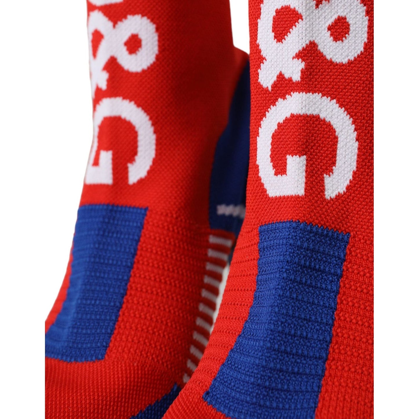 Dolce & Gabbana Red Blue Stretch Sock Style Short Boots Logo Shoes Dolce & Gabbana