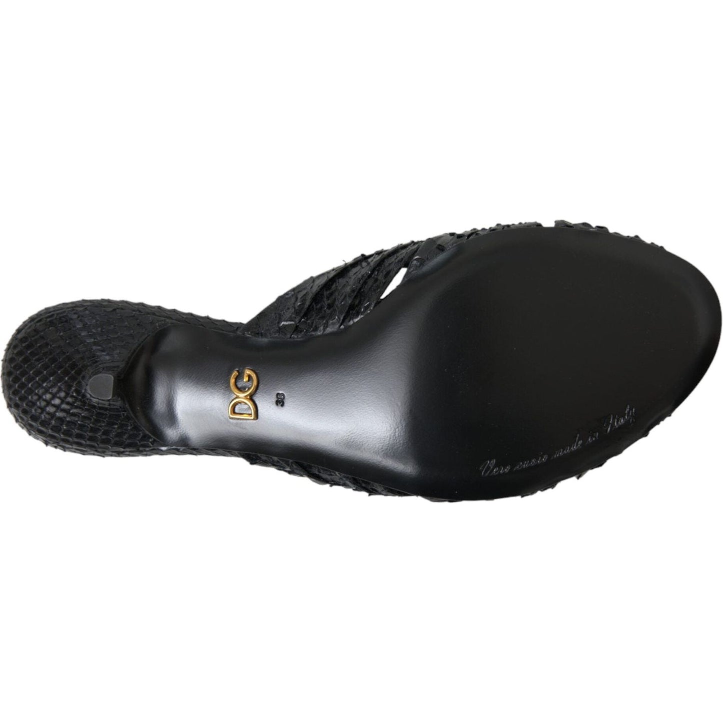 Dolce & Gabbana Black Exotic Leather Heels Slides Shoes Dolce & Gabbana