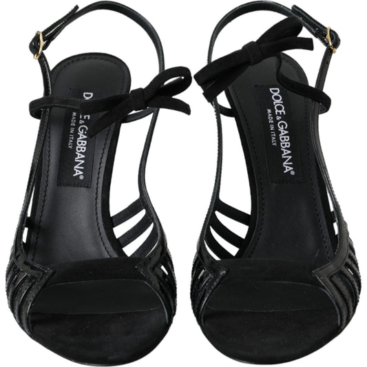 Dolce & Gabbana Black Sandals Stilettos Suede Strap Shoes Dolce & Gabbana