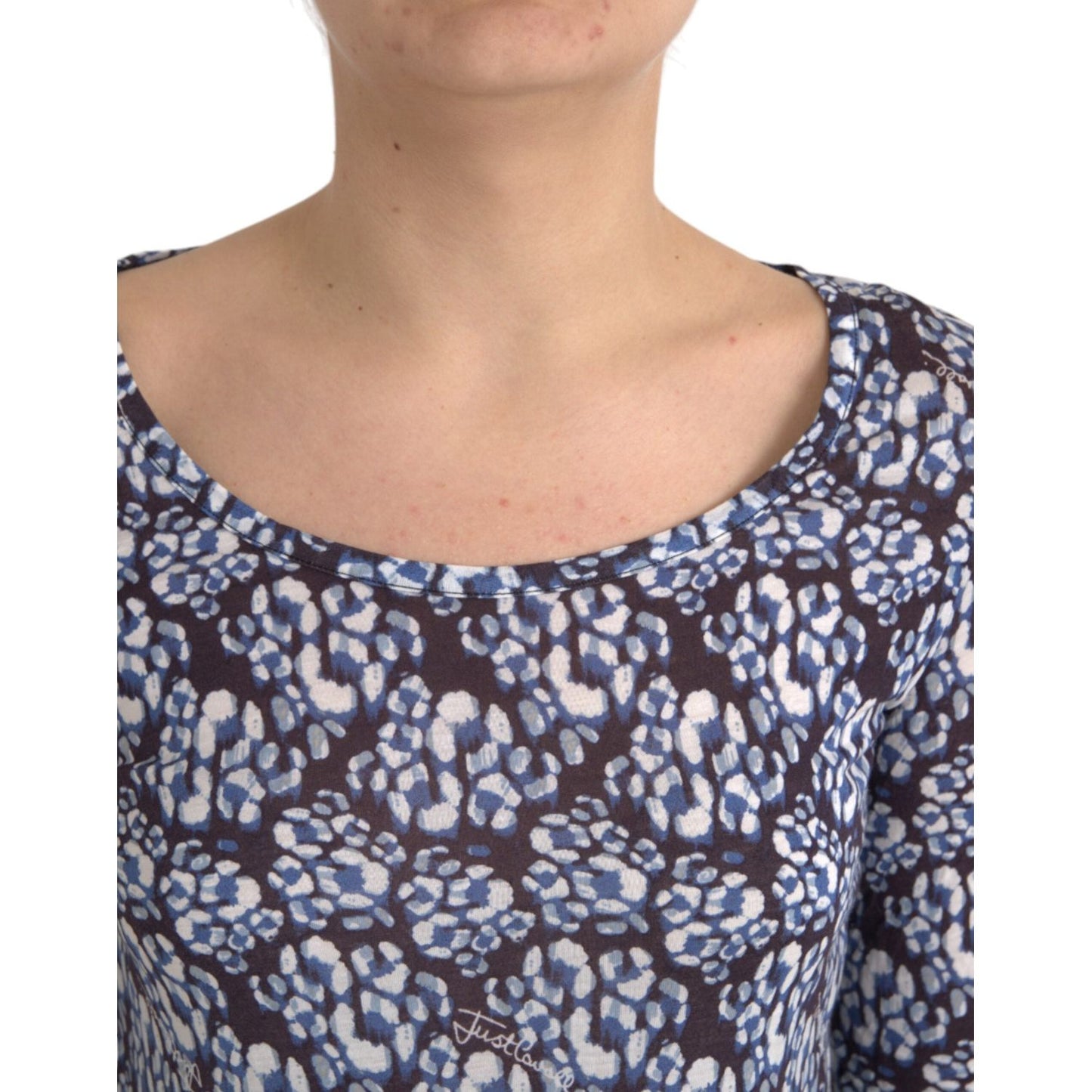 Just Cavalli Blue Floral Lace Long Sleeves Top Underwear Blouse Just Cavalli