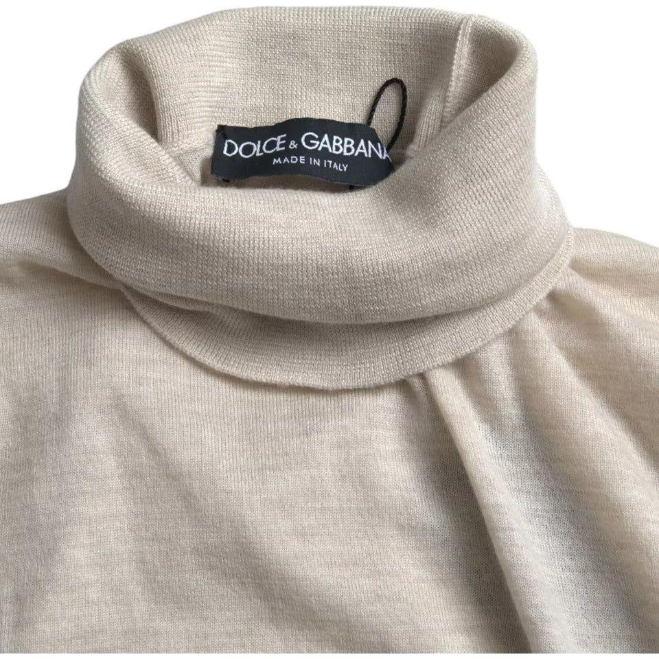 Dolce & Gabbana Pullover Beige Cashmere Turtleneck Sweater Dolce & Gabbana