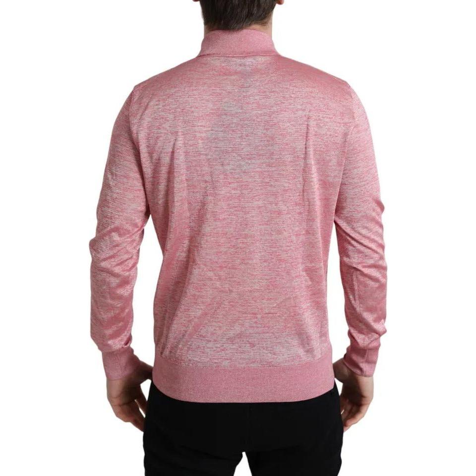 Dolce & Gabbana Pink Polyester Collared Men Pullover Sweater Dolce & Gabbana