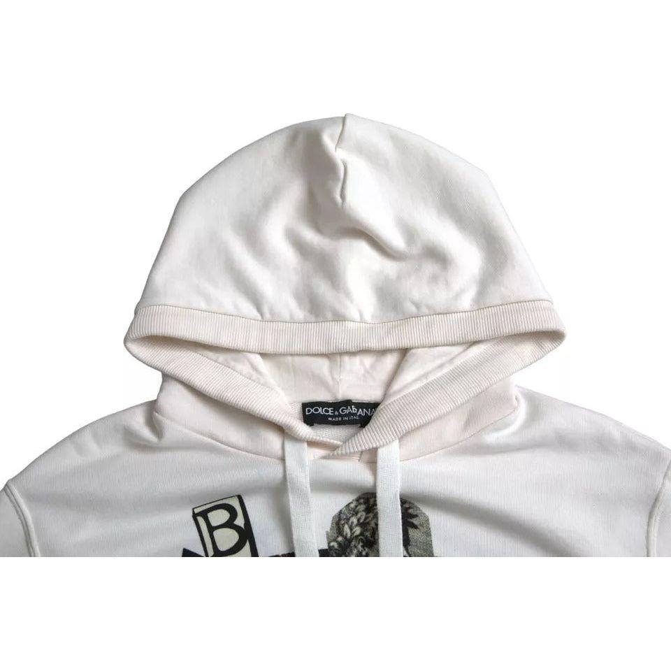 Dolce & Gabbana White Caesar Cotton Hooded Pullover Sweater Dolce & Gabbana