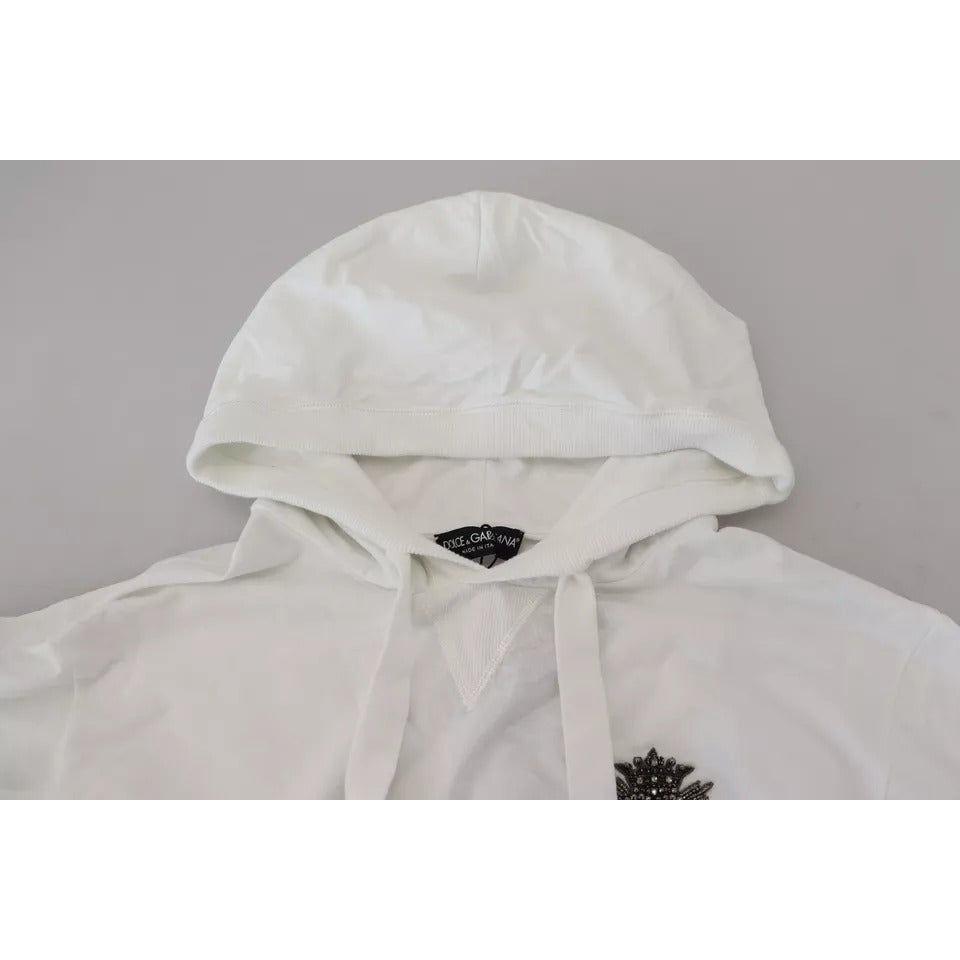 Dolce & Gabbana White Cotton Hooded Sweatshirt Sweater Dolce & Gabbana