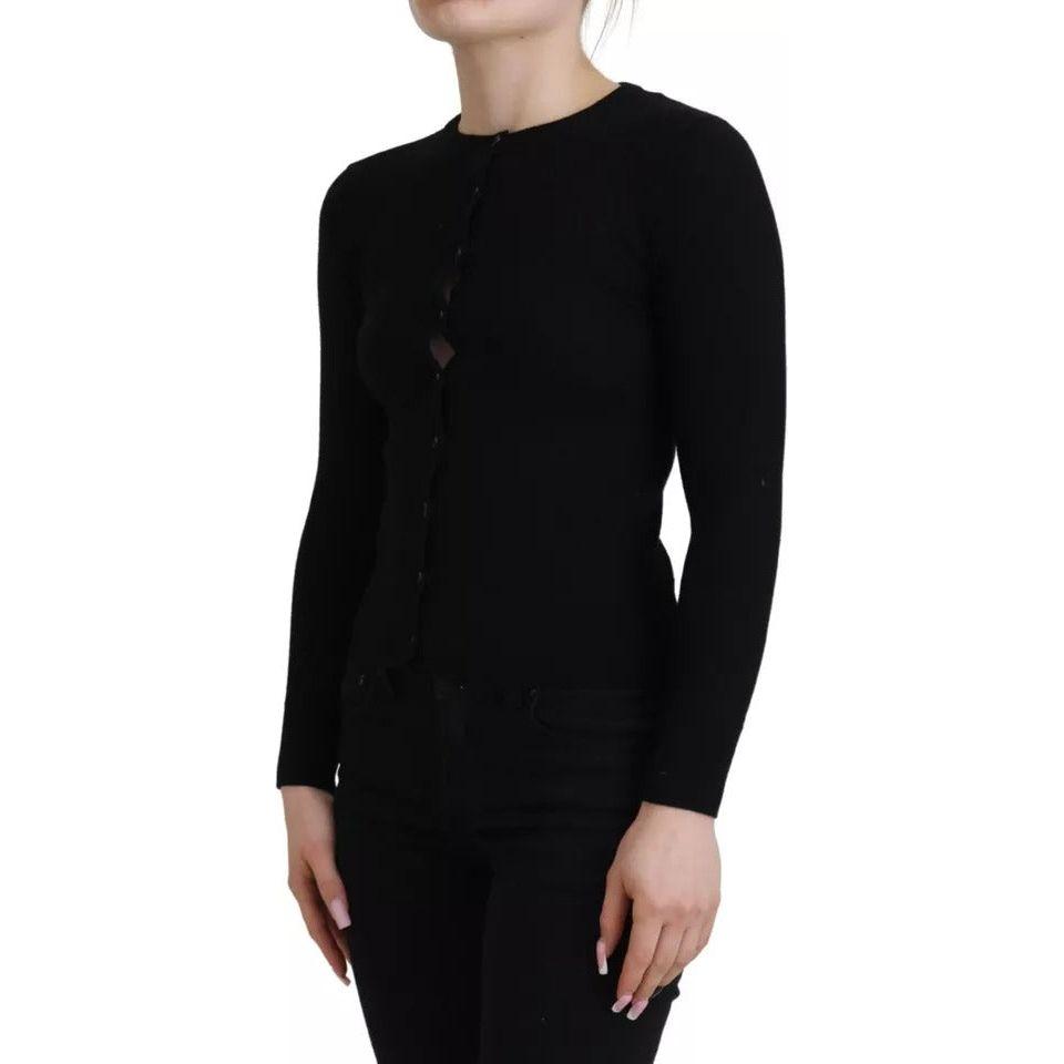 Dolce & Gabbana Black Button Down Slim Cardigan Wool Sweater Dolce & Gabbana