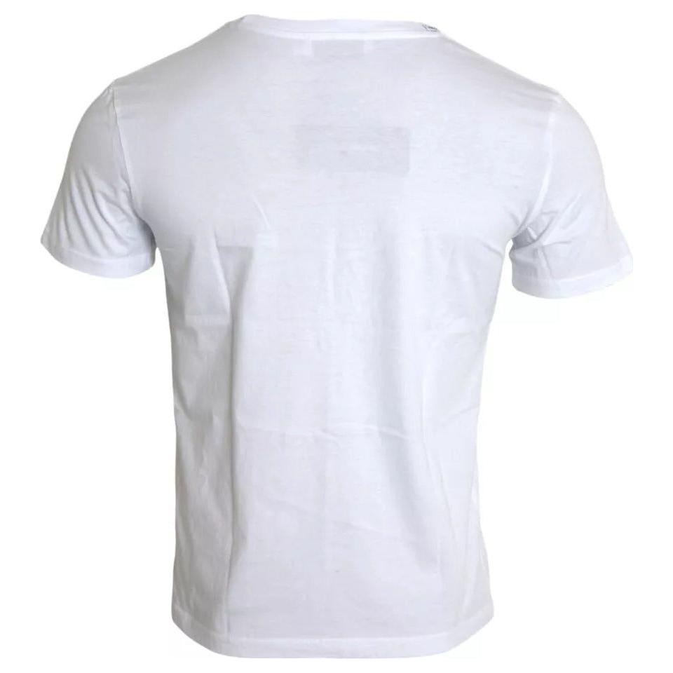 Dolce & Gabbana White Logo Print Cotton Crew Neck Mens Top T-shirt Dolce & Gabbana