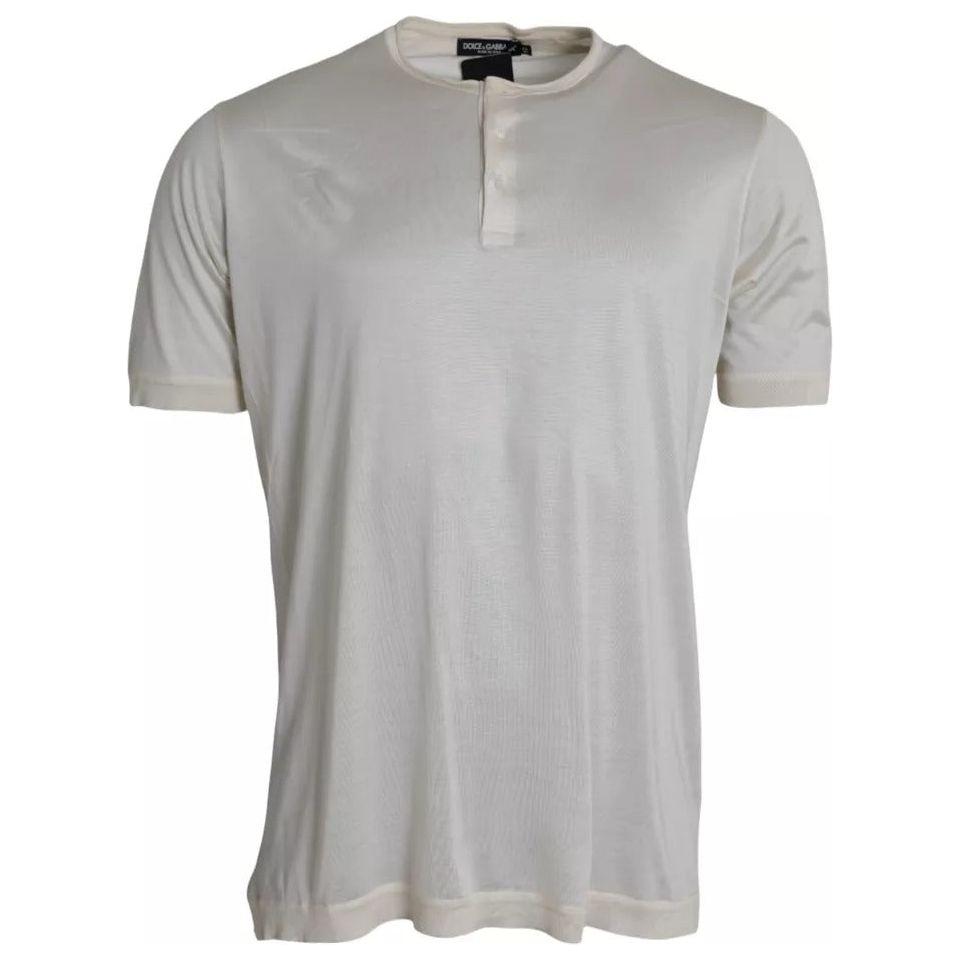 Dolce & Gabbana White Short Button Closure Silk Top T-shirt Dolce & Gabbana