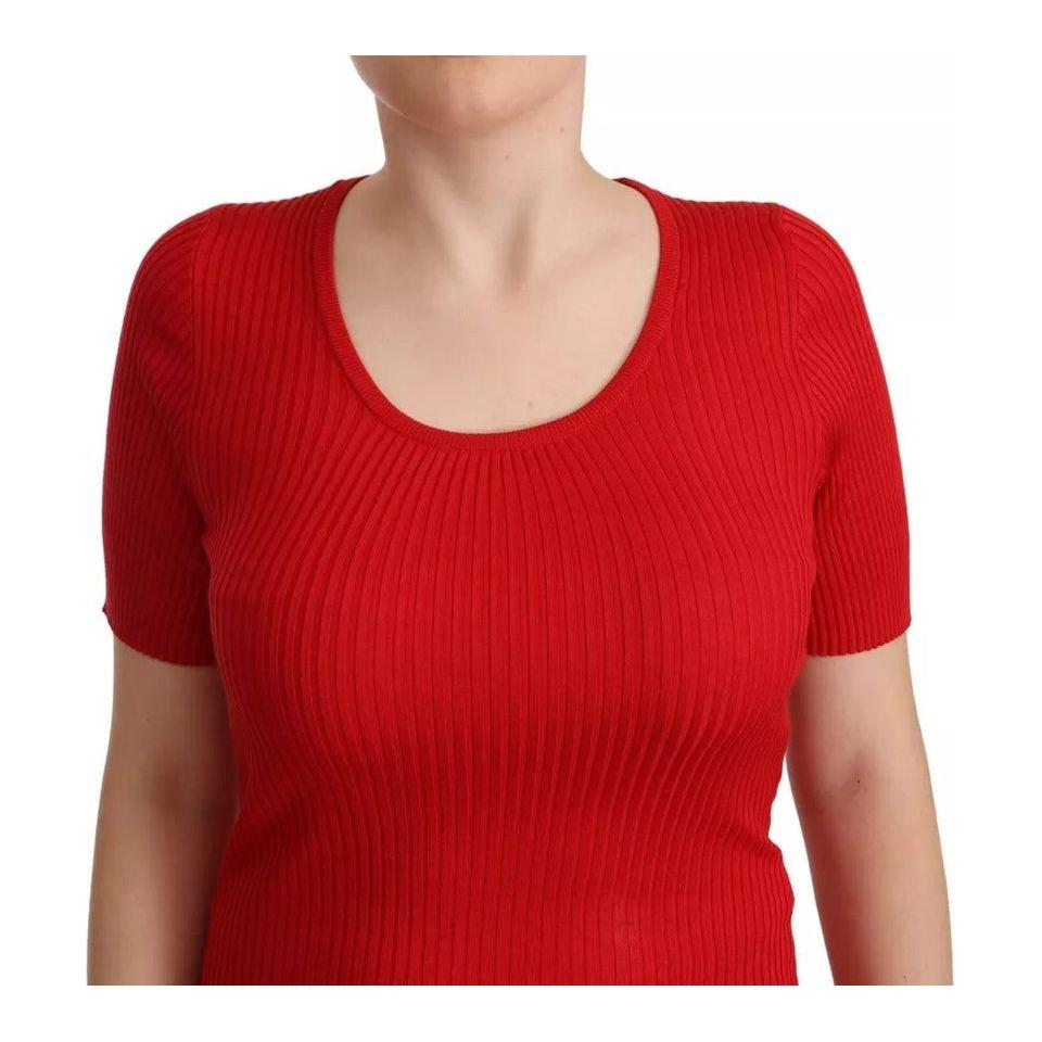 Dolce & Gabbana Red Silk T-shirt Short Sleeve Top Blouse Dolce & Gabbana