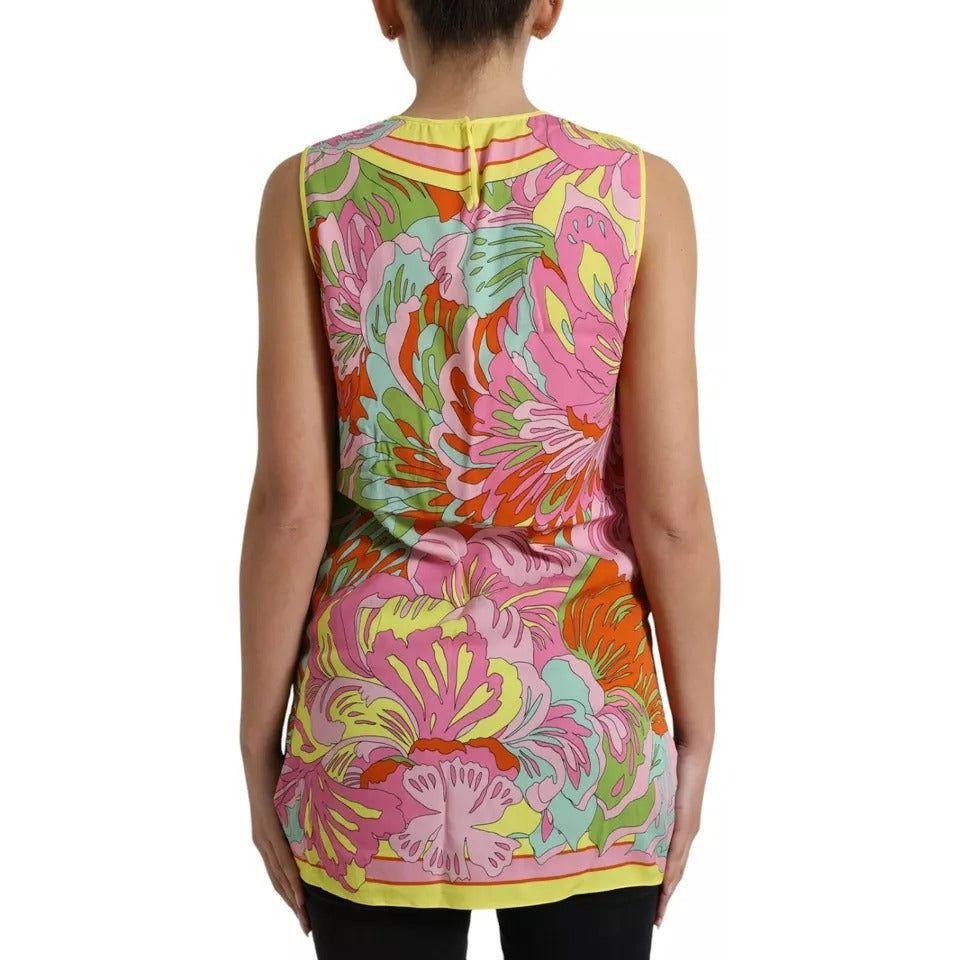 Dolce & Gabbana Multicolor Floral Silk Sleeveless Tank Top Dolce & Gabbana