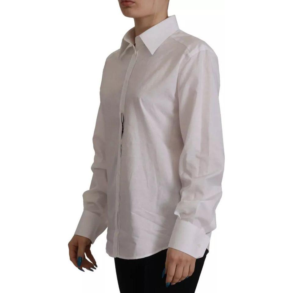 Dolce & Gabbana White Cotton Collared Formal Dress Shirt Top Dolce & Gabbana