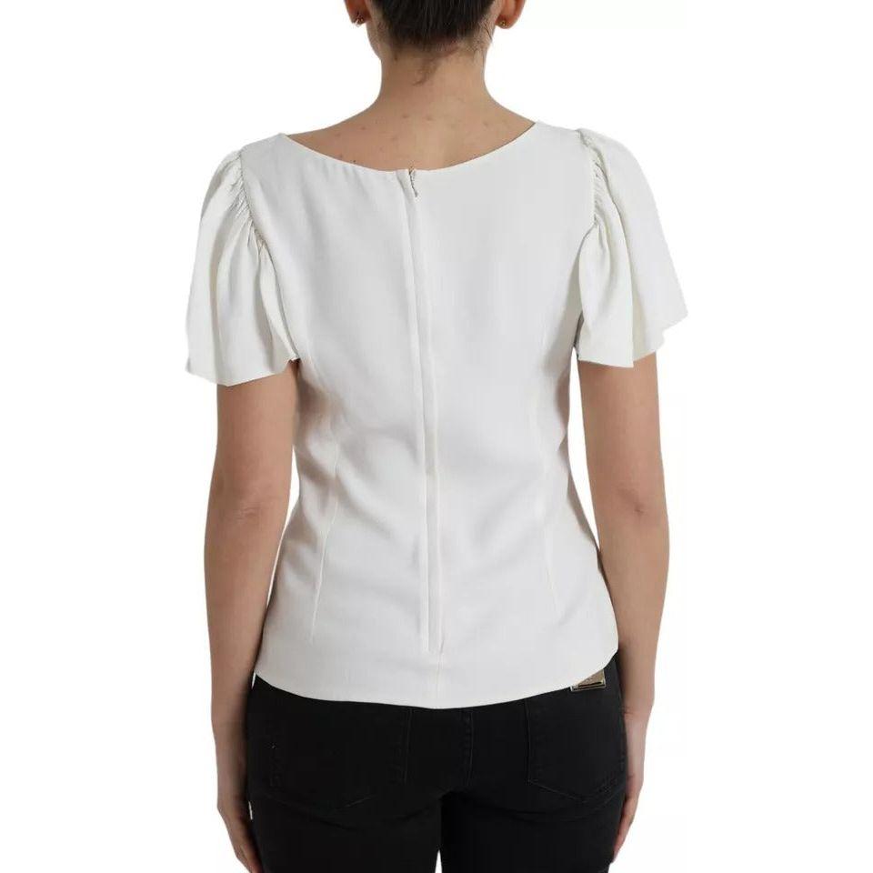 Dolce & Gabbana White Viscose Round Neck Short Sleeves Top Dolce & Gabbana