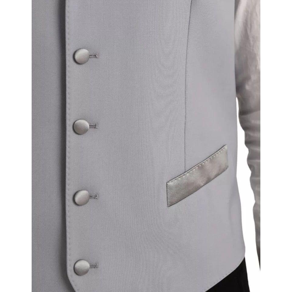 Dolce & Gabbana Light Blue Wool Formal Dress Waistcoat Vest Dolce & Gabbana