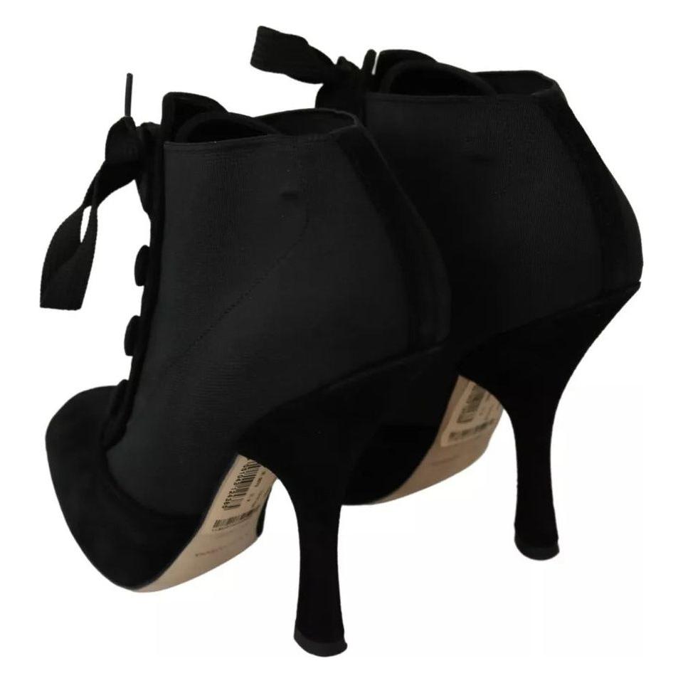 Dolce & Gabbana Black Suede Stretch Ankle Boots Booties Shoes Dolce & Gabbana