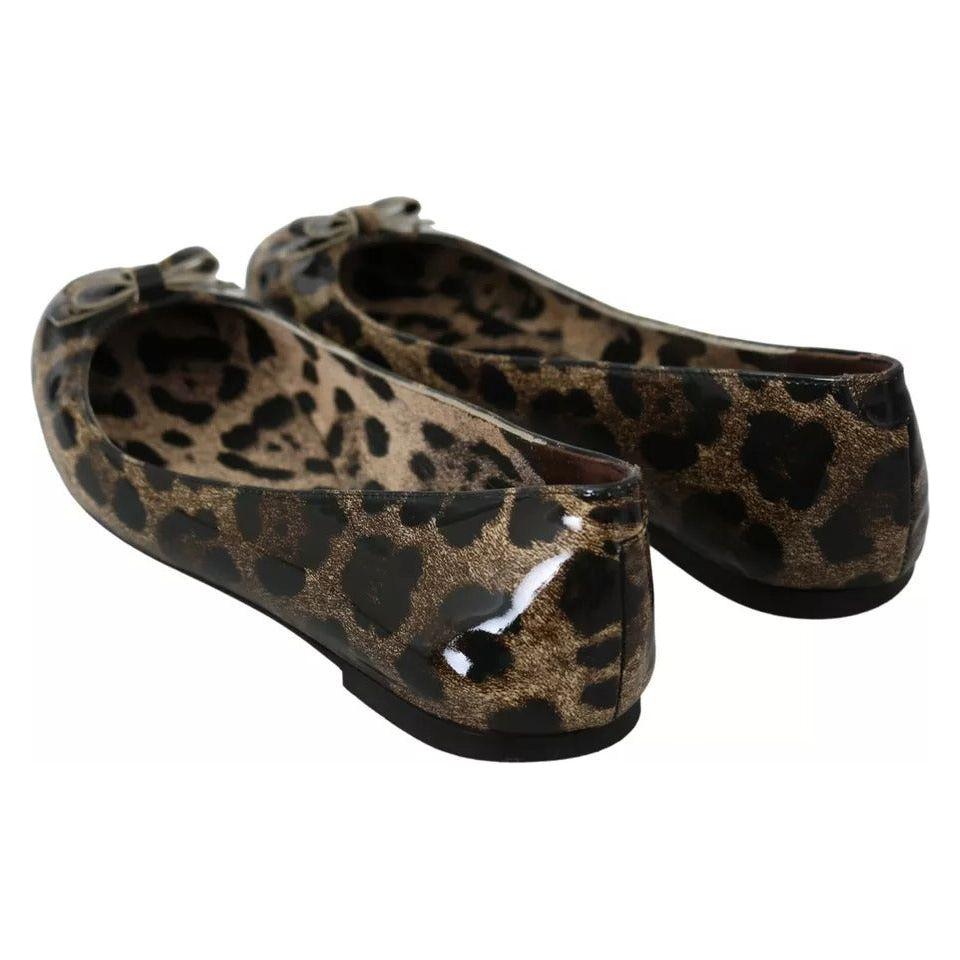 Dolce & Gabbana Brown Leopard Ballerina Flats Leather Shoes Dolce & Gabbana