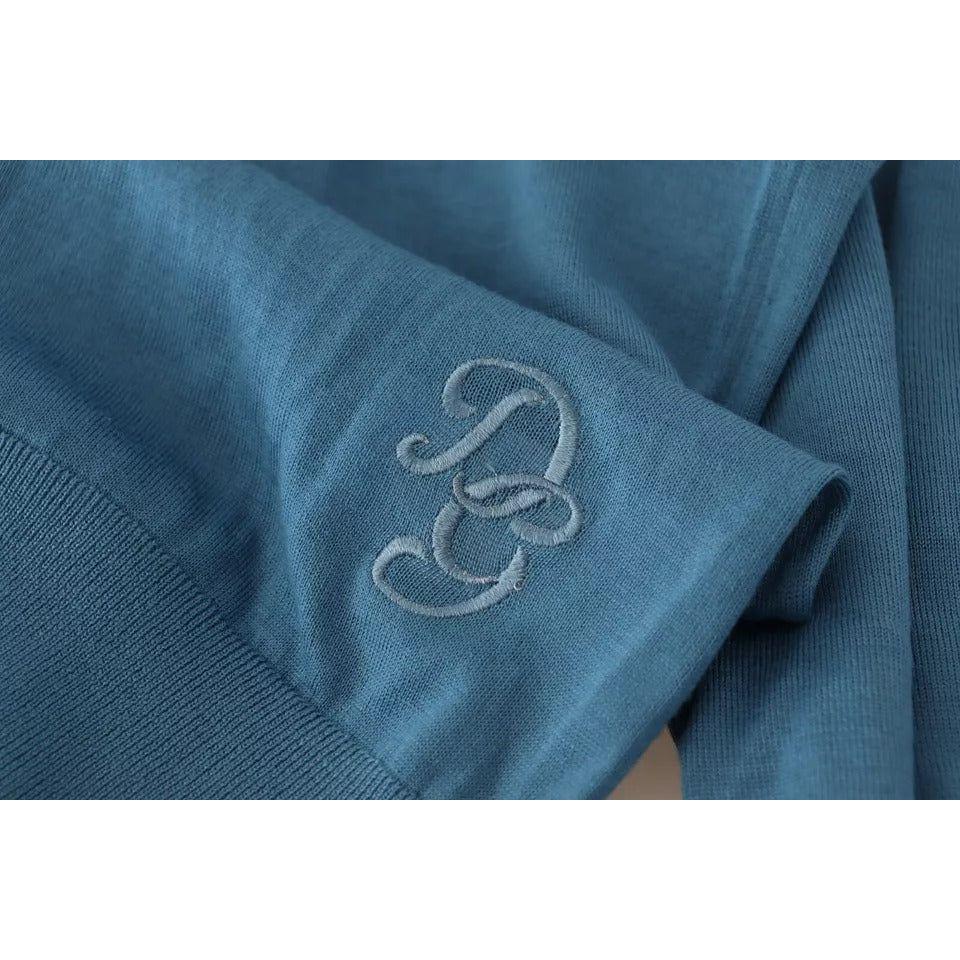 Dolce & Gabbana Blue Cashmere Crewneck Pullover Logo Sweater Dolce & Gabbana