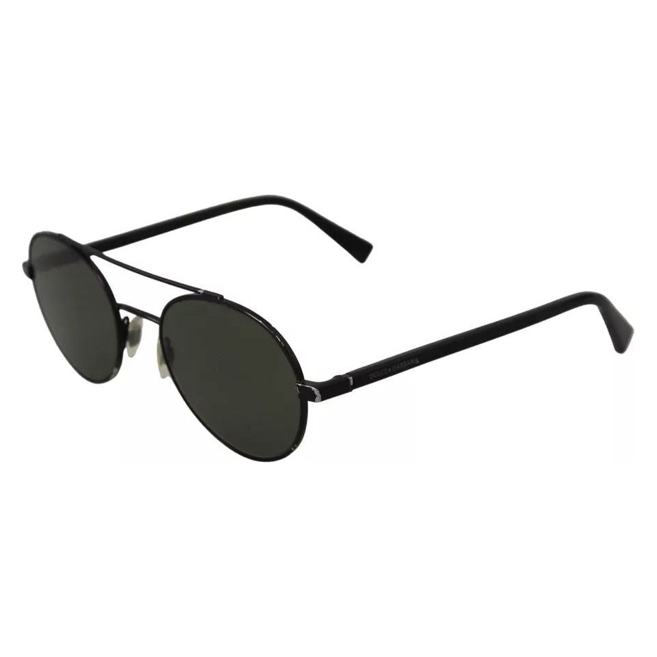 Dolce & Gabbana Matte Black Steel Frame Green Lens DG2245 Sunglasses Dolce & Gabbana