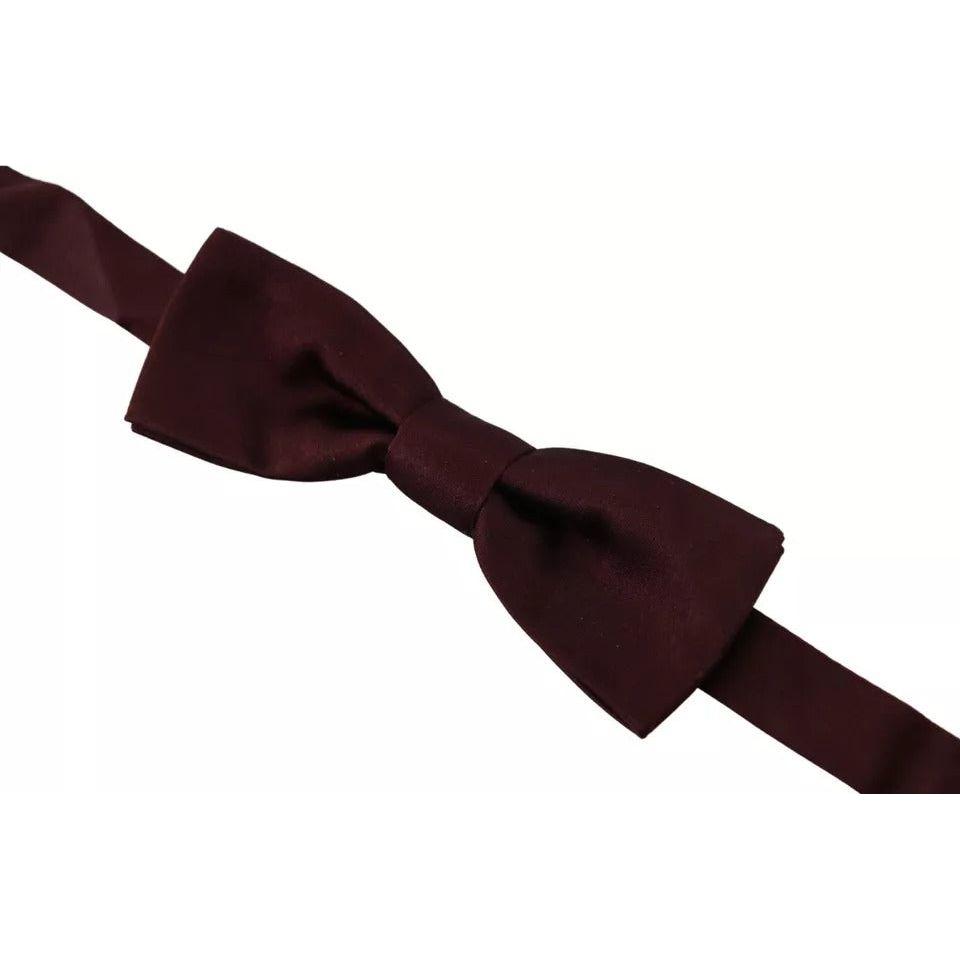 Dolce & Gabbana Bordeaux Silk Adjustable Neck Men Bow Tie Dolce & Gabbana