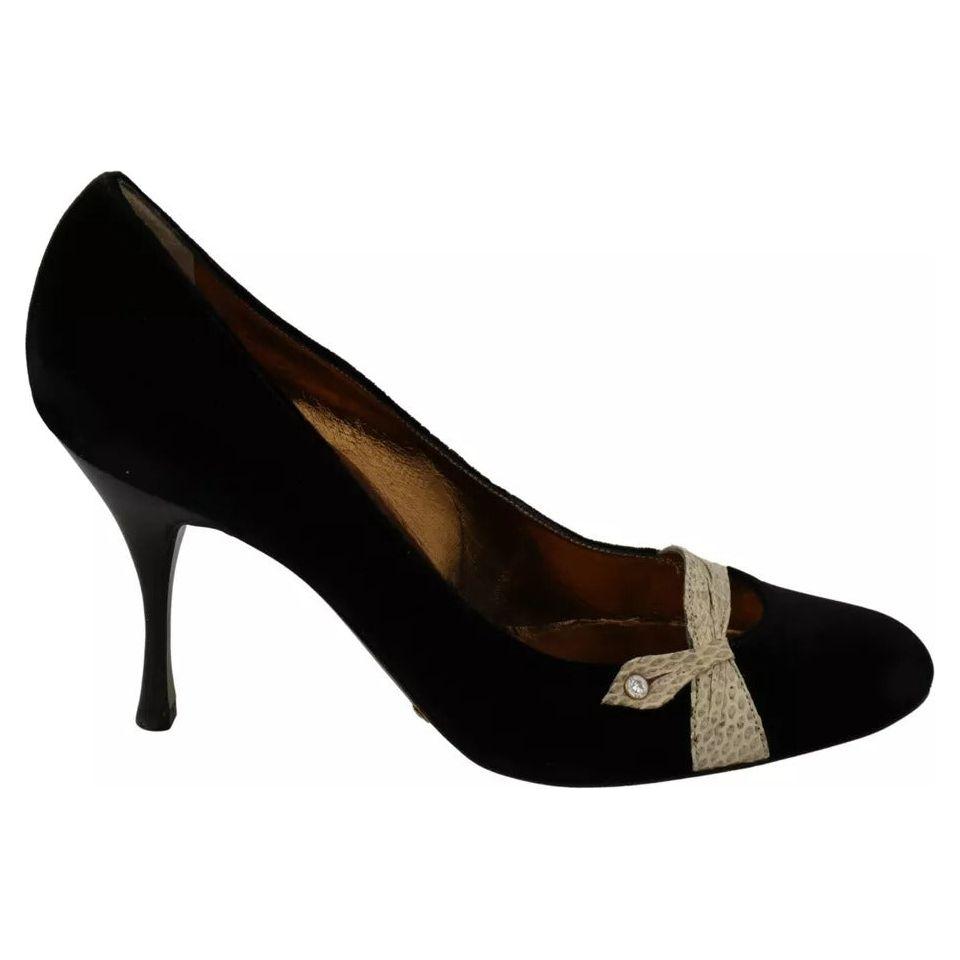 Dolce & Gabbana Black Velvet Ayers High Heels Pumps Shoes Dolce & Gabbana