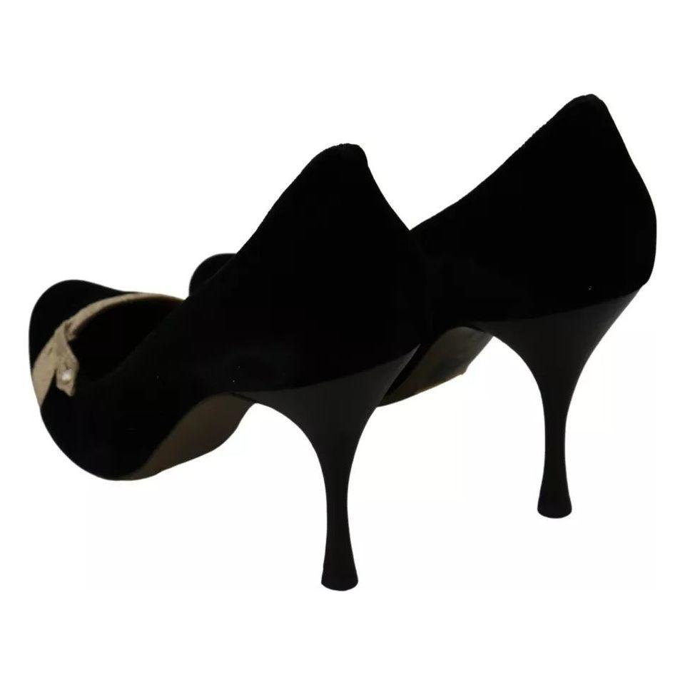 Dolce & Gabbana Black Velvet Ayers High Heels Pumps Shoes Dolce & Gabbana