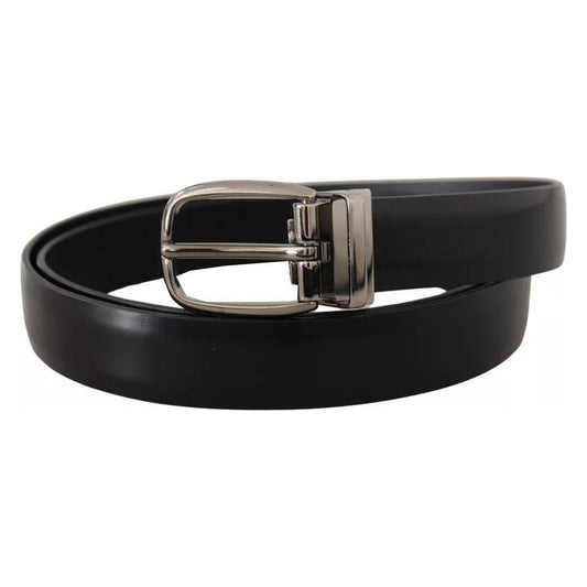 Dolce & Gabbana Black Classic Leather Chrome Metal Buckle Belt Dolce & Gabbana