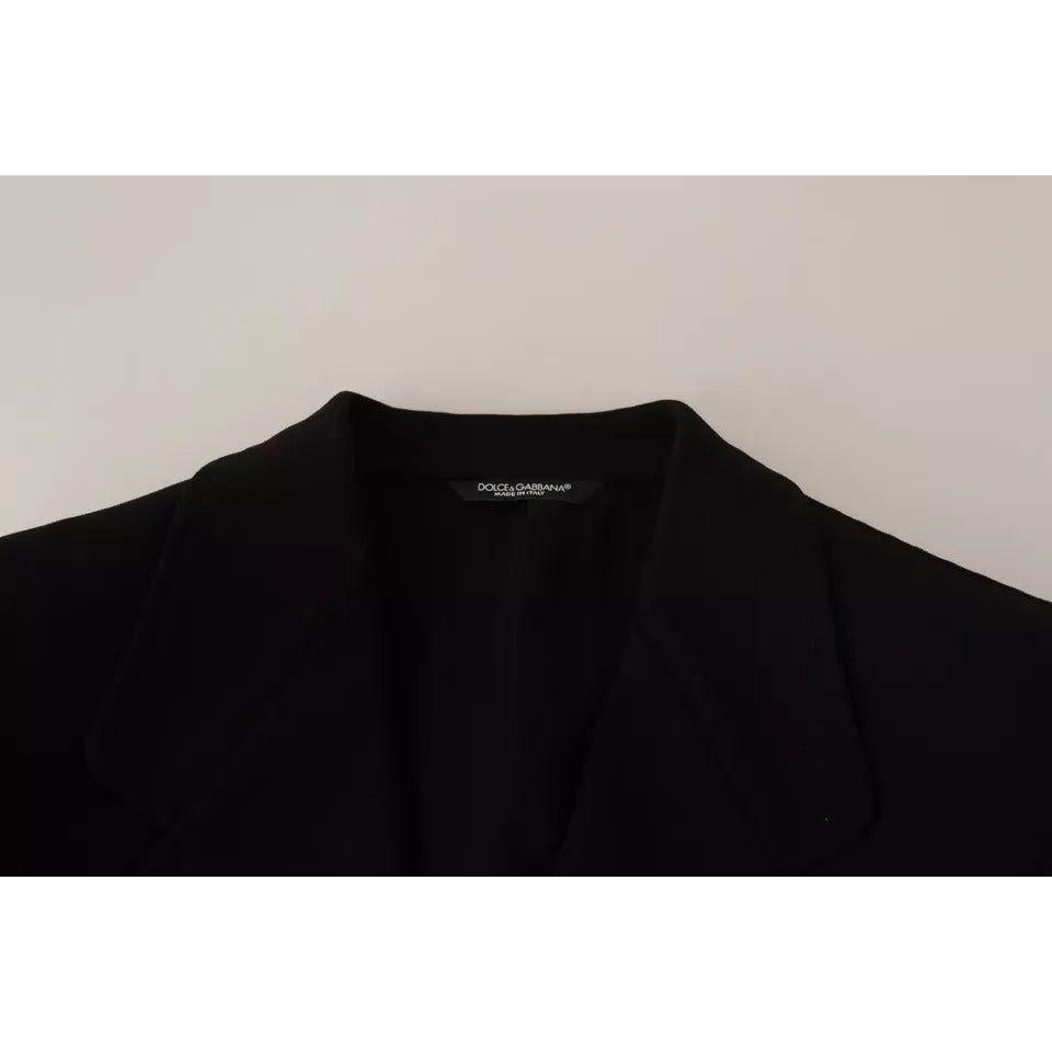 Dolce & Gabbana Black Wool Slim Fit Coat Jacket Blazer Dolce & Gabbana