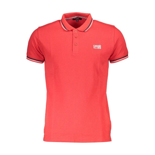 Cavalli Class Red Cotton Polo Shirt Cavalli Class