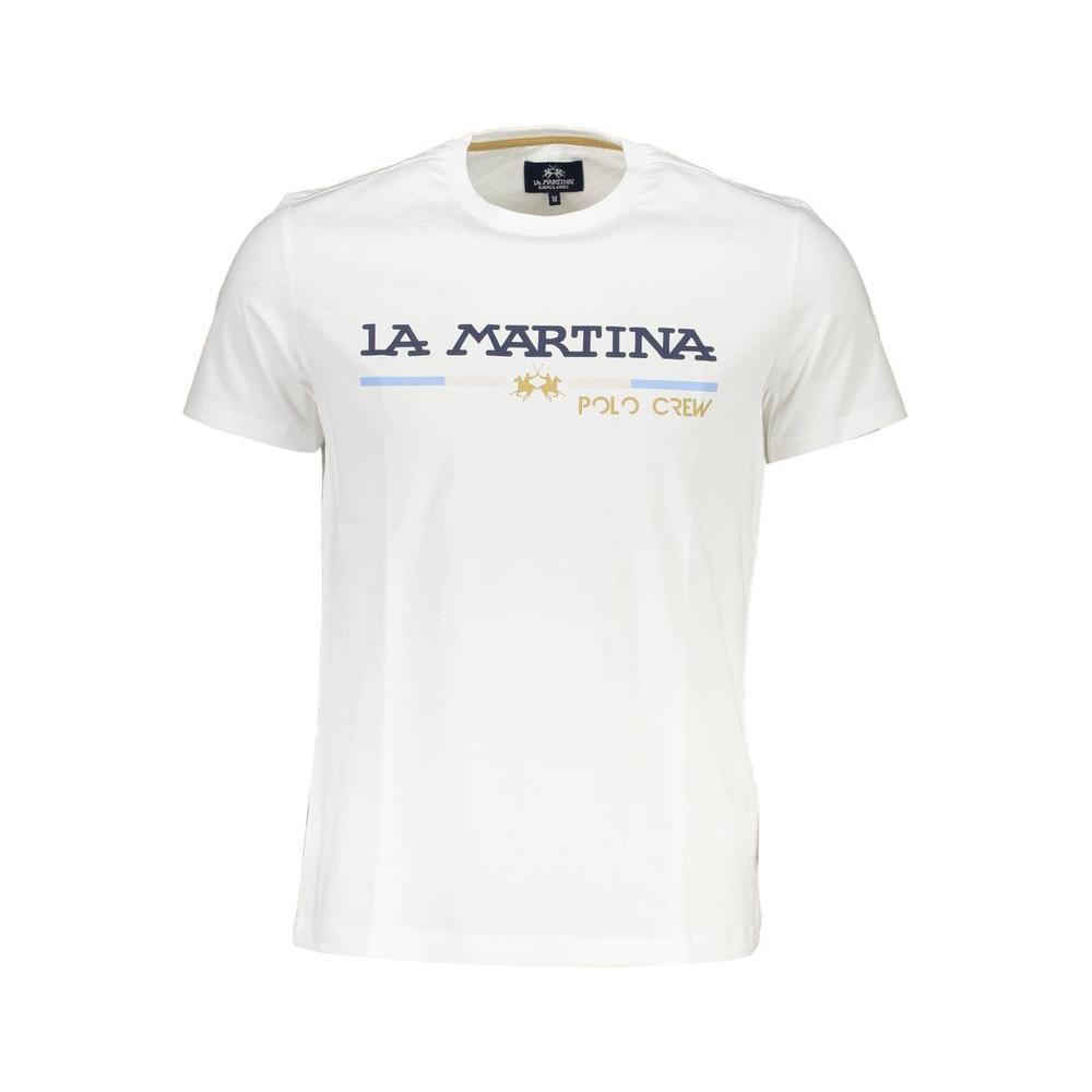 La Martina White Cotton Men T-Shirt La Martina