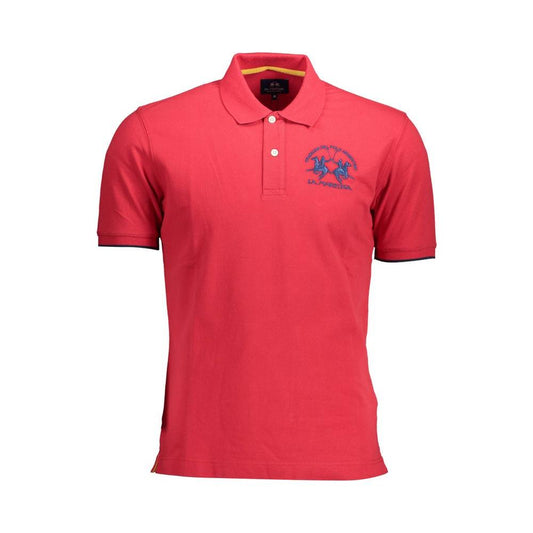 La Martina Red Cotton Men Polo Shirt La Martina