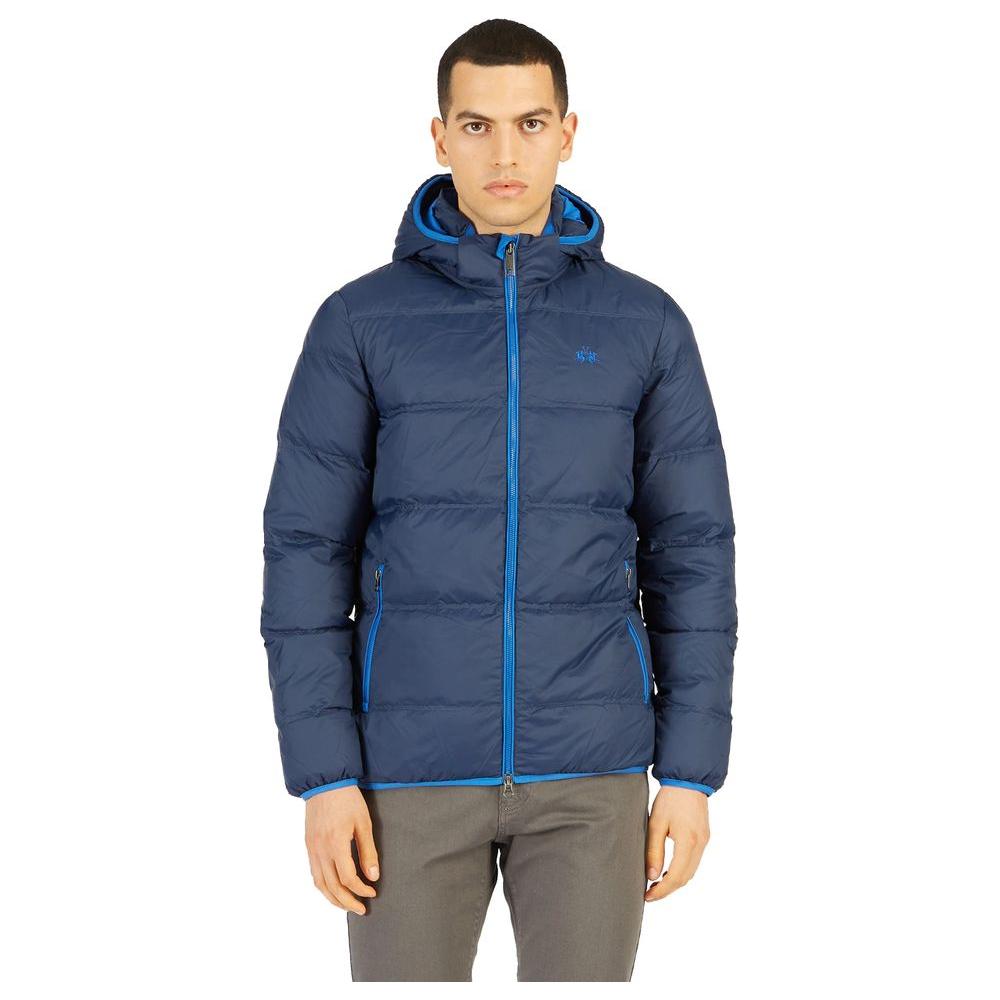 La Martina Blue Nylon Men Jacket La Martina