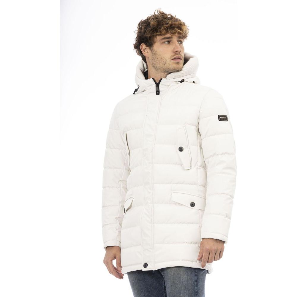 Baldinini Trend White Polyester Men's Hooded Jacket Baldinini Trend