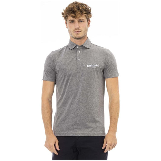 Baldinini Trend Gray Cotton Men Polo Baldinini Trend