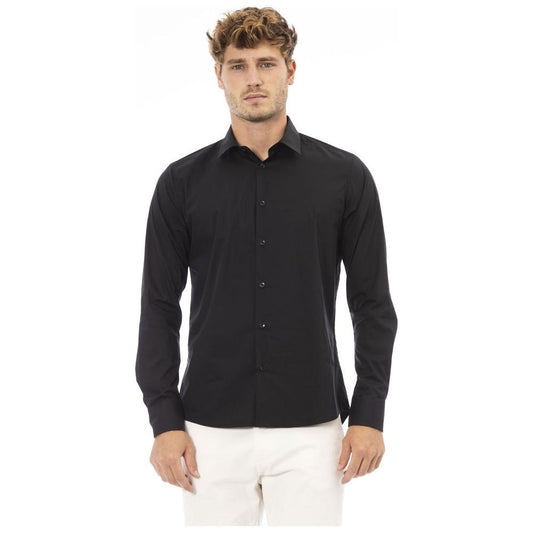 Baldinini Trend Black Cotton Men Shirt Baldinini Trend