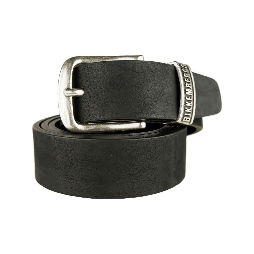 Bikkembergs Black Calfskin Men Belt MAN BELTS Bikkembergs