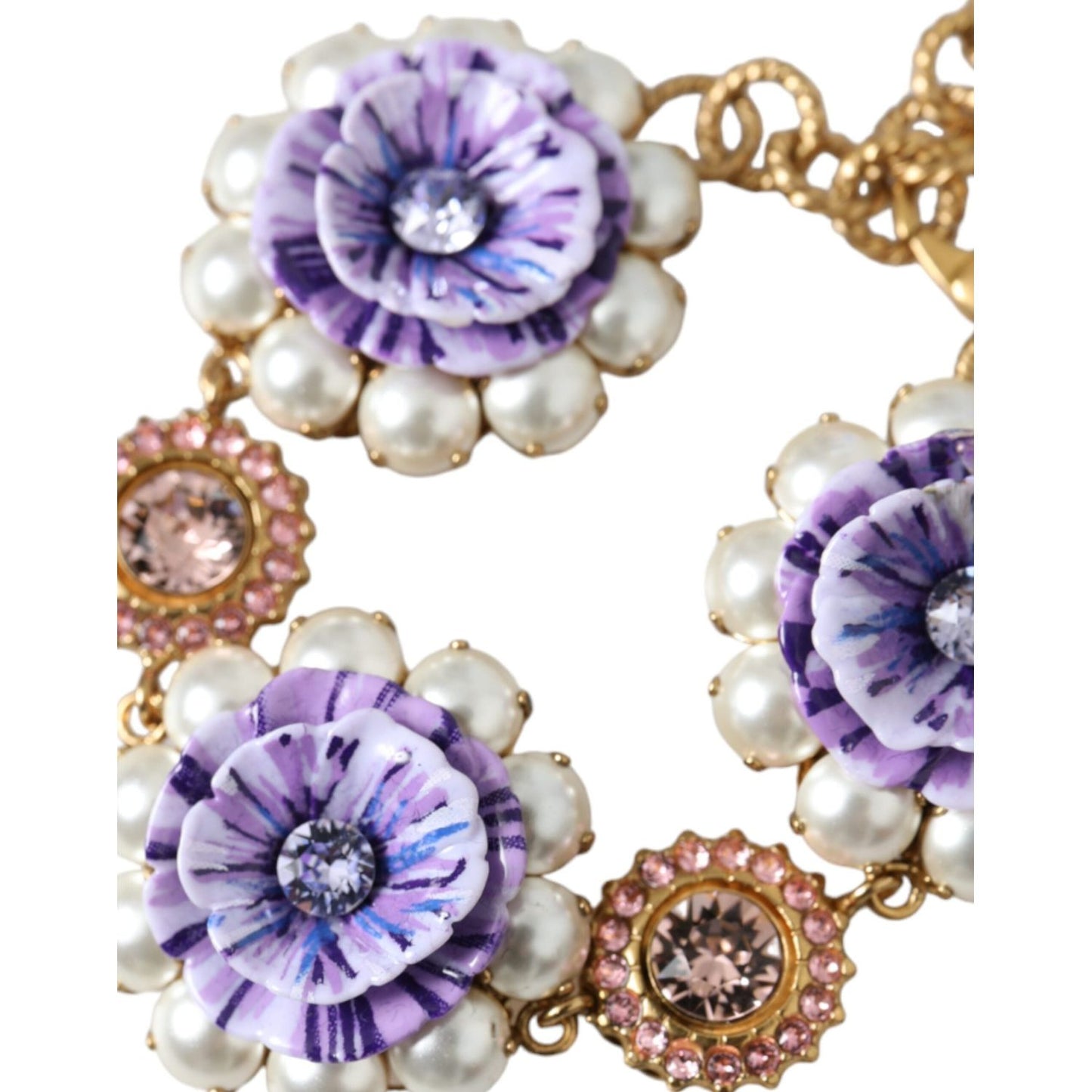 Dolce & Gabbana Gold FIORI BLOOMING Floral Baroque Crystals Bracelet Necklace Dolce & Gabbana