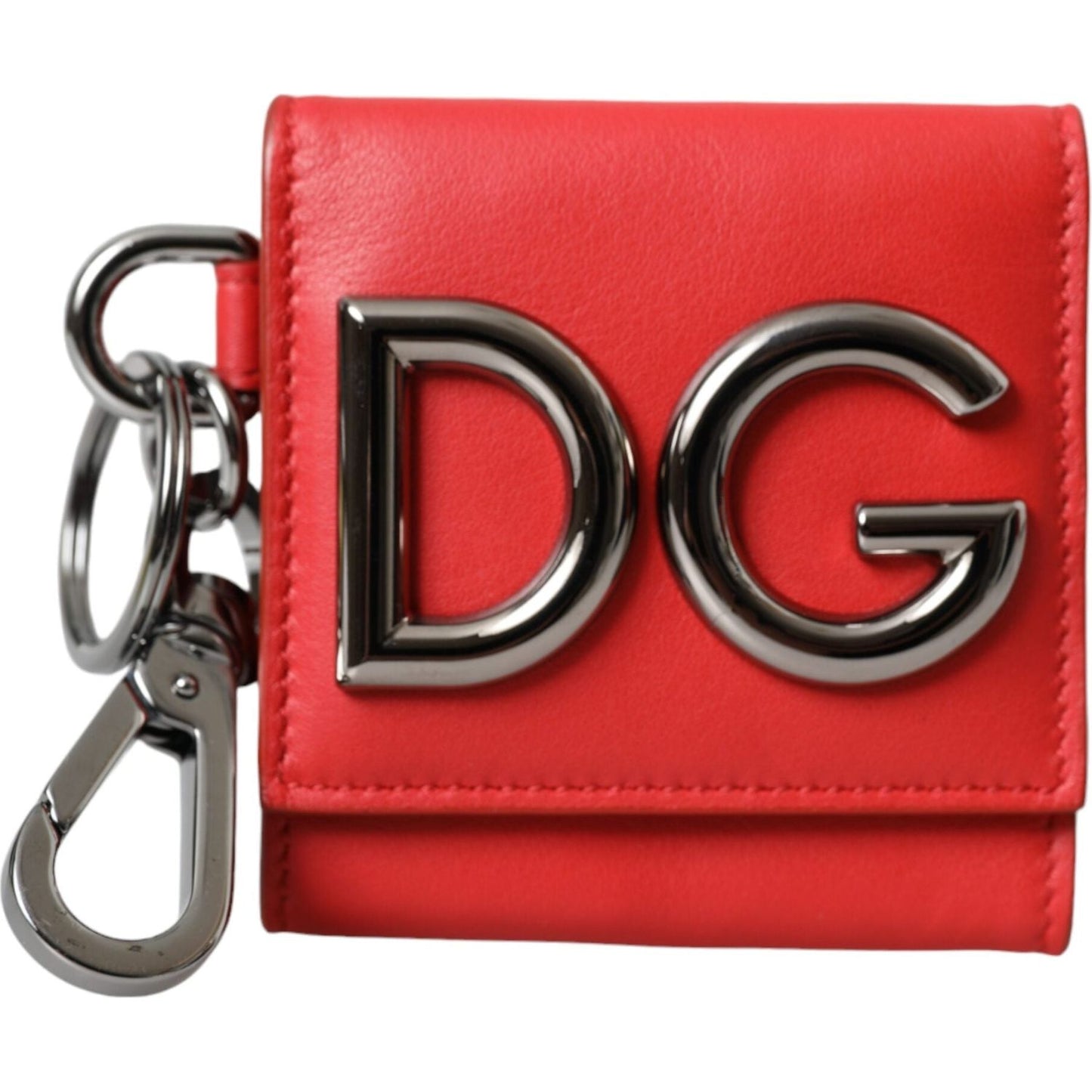 Dolce & Gabbana Red Calfskin Leather DG Logo Keyring Coin Purse Wallet Dolce & Gabbana