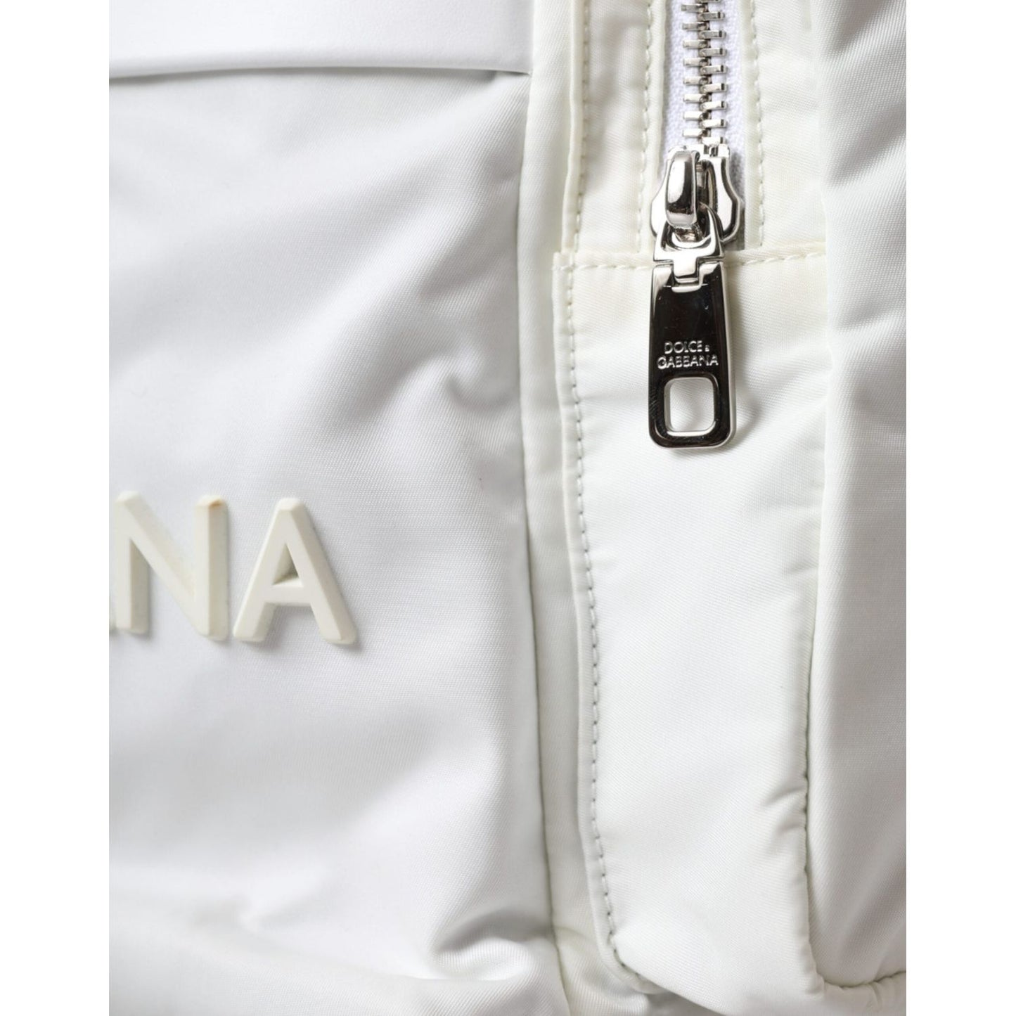 Dolce & Gabbana White Nylon Rubber Logo Backpack Rucksack Bag Dolce & Gabbana