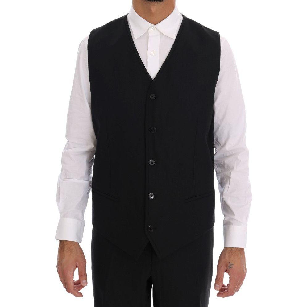 Dolce & Gabbana Elegant Black Wool Three-Piece Suit Suit Dolce & Gabbana