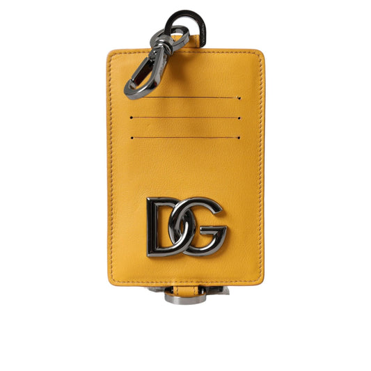 Dolce & Gabbana Orange Calf Leather Credit Card Holder Clip On Wallet Dolce & Gabbana