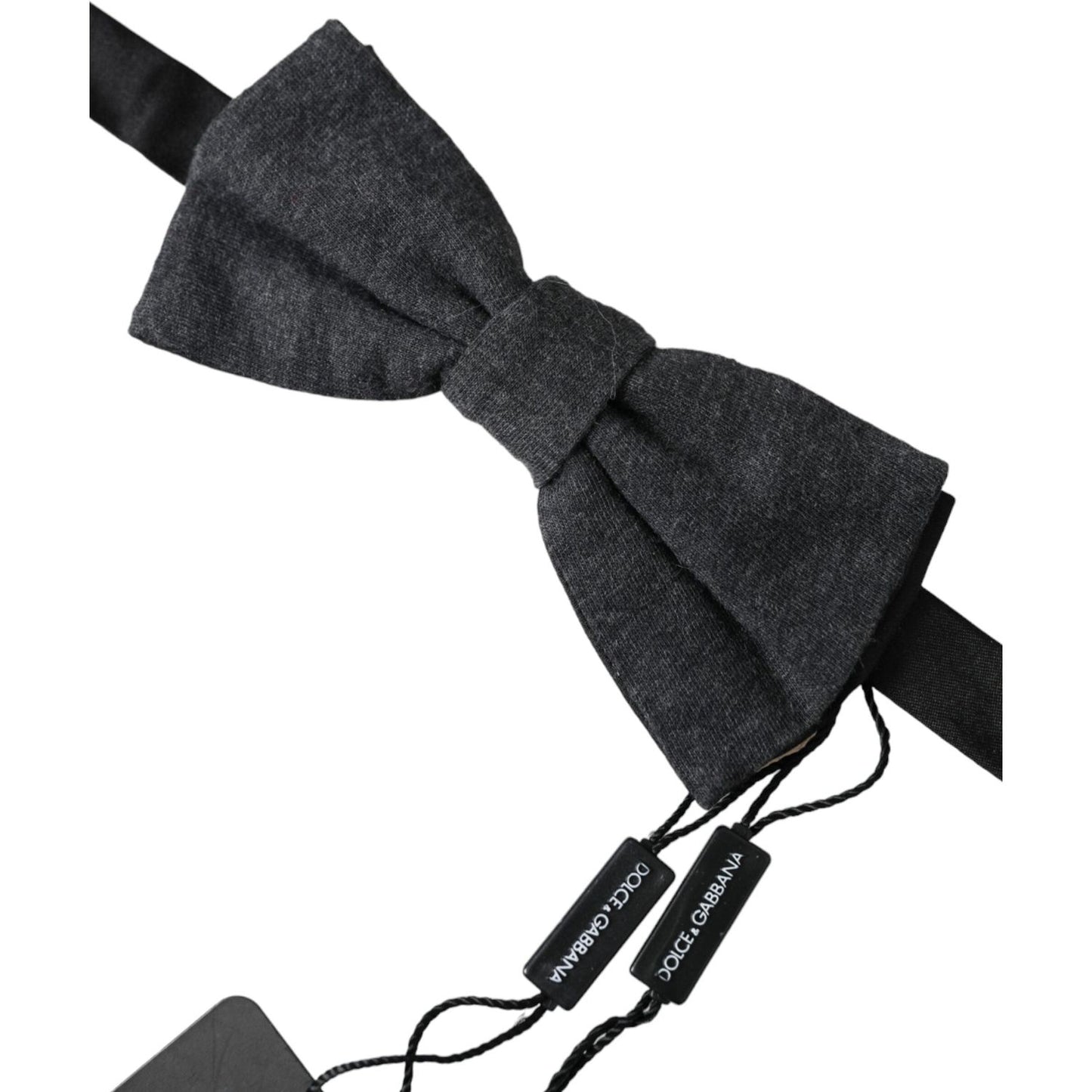 Dolce & Gabbana Dark Gray Silk Adjustable Neck Men Bow Tie Dolce & Gabbana