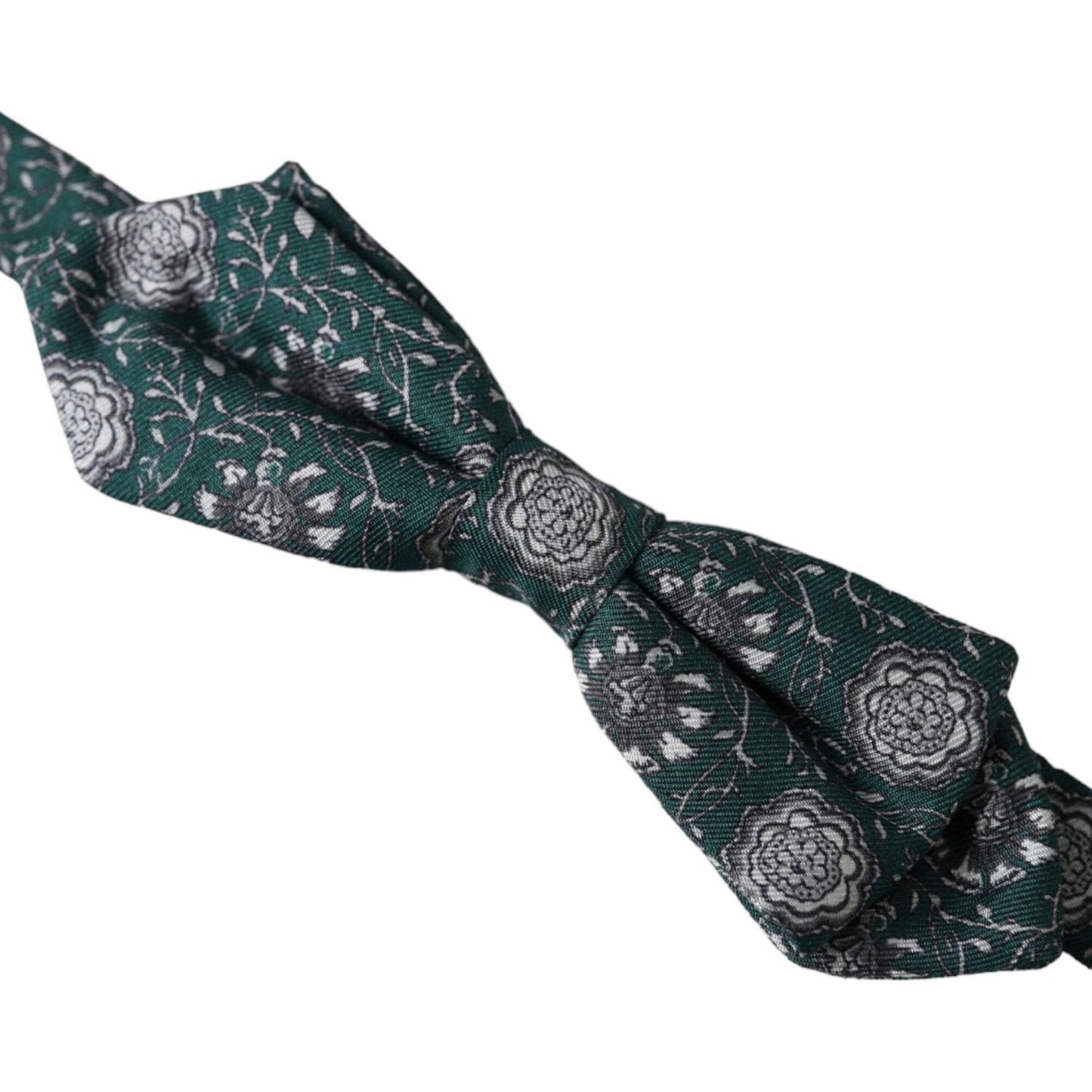 Dolce & Gabbana Green Silk Floral Adjustable Neck Men Bow Tie Dolce & Gabbana