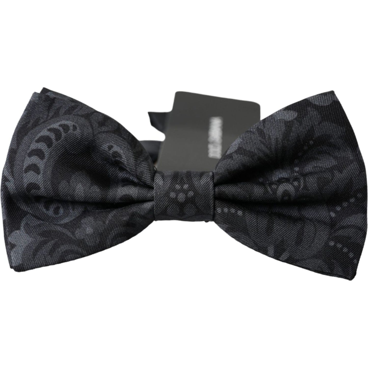 Dolce & Gabbana Dark Gray Silk Patterned Adjustable Men Bow Tie Dolce & Gabbana