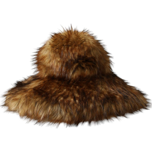 Dolce & Gabbana Brown Modacrylic Faux Fur Bucket Hat Dolce & Gabbana