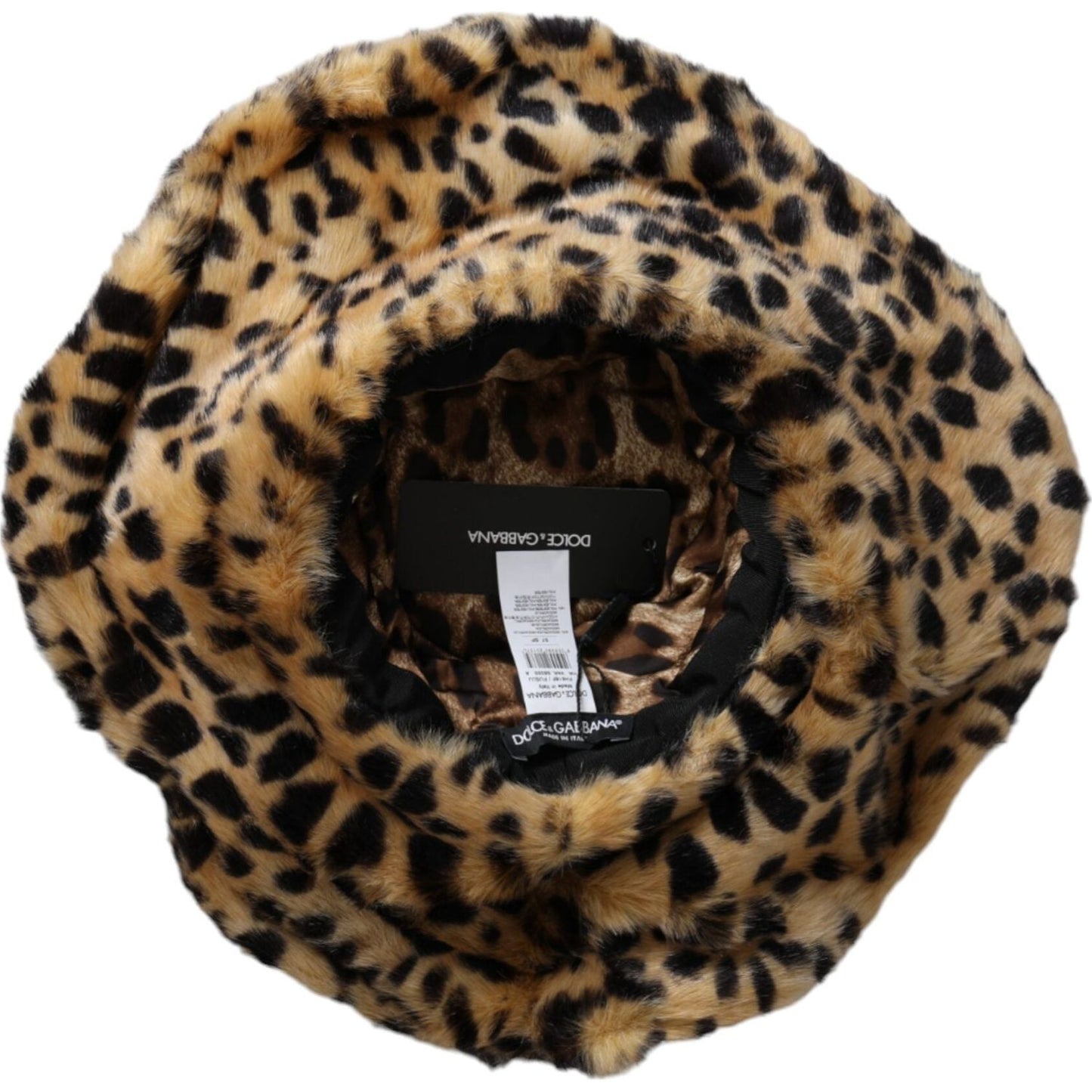 Dolce & Gabbana Brown Leopard Fur Women Bucket Hat Dolce & Gabbana