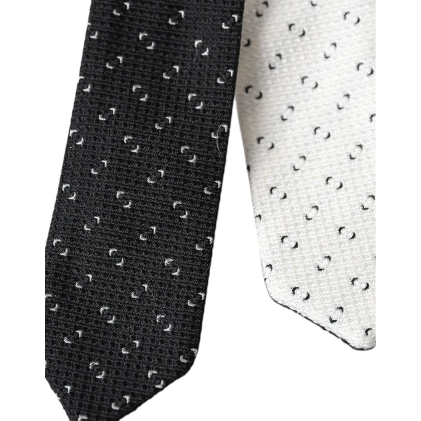 Dolce & Gabbana Black White Patterned Adjustable Tie Dolce & Gabbana