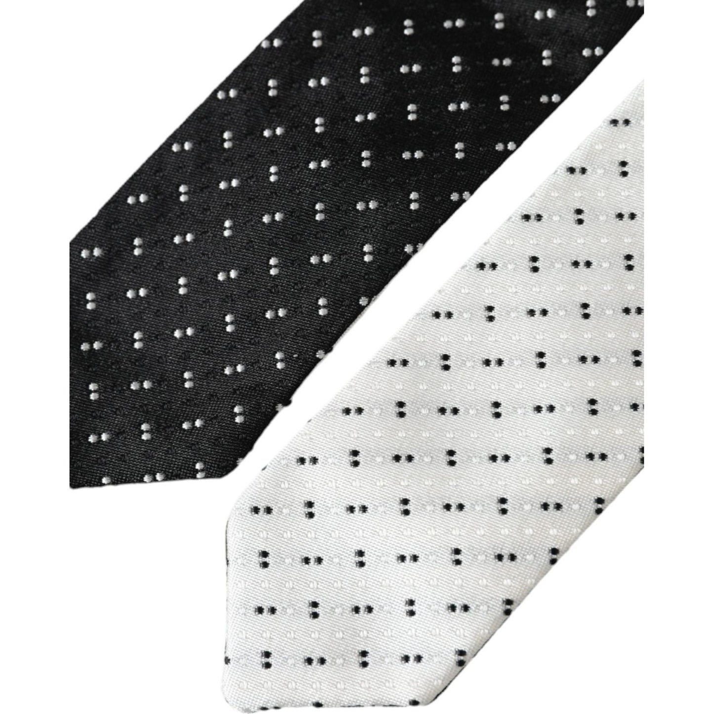 Dolce & Gabbana Black White Patterned Adjustable Tie Dolce & Gabbana