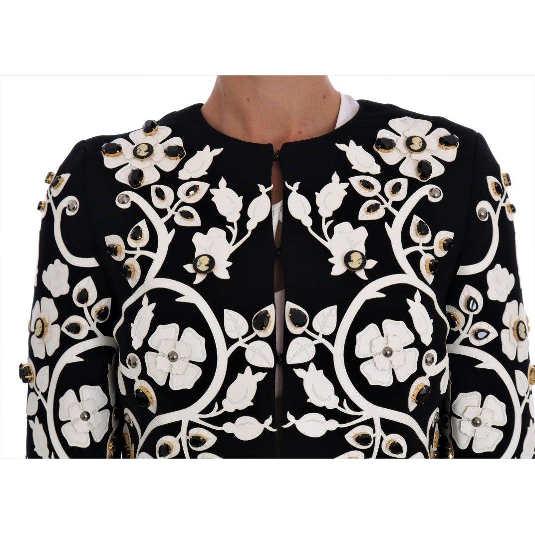 Dolce & Gabbana Floral Embroidered Crystal Wool Coat Jacket Coats & Jackets Dolce & Gabbana